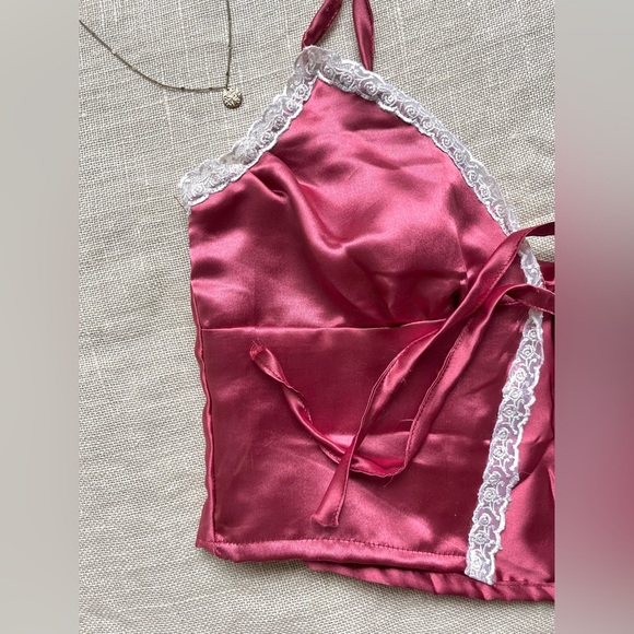 Satin Lace Y2K Crop Top - Picture 2 of 3